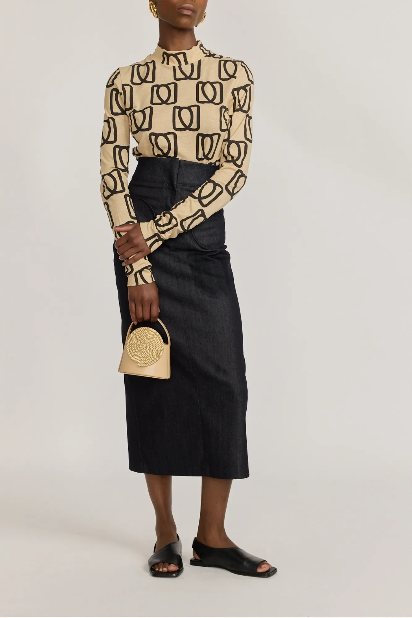 Monogram black & beige long sleeve shirt sold by DESTREE product image thumbnail 3