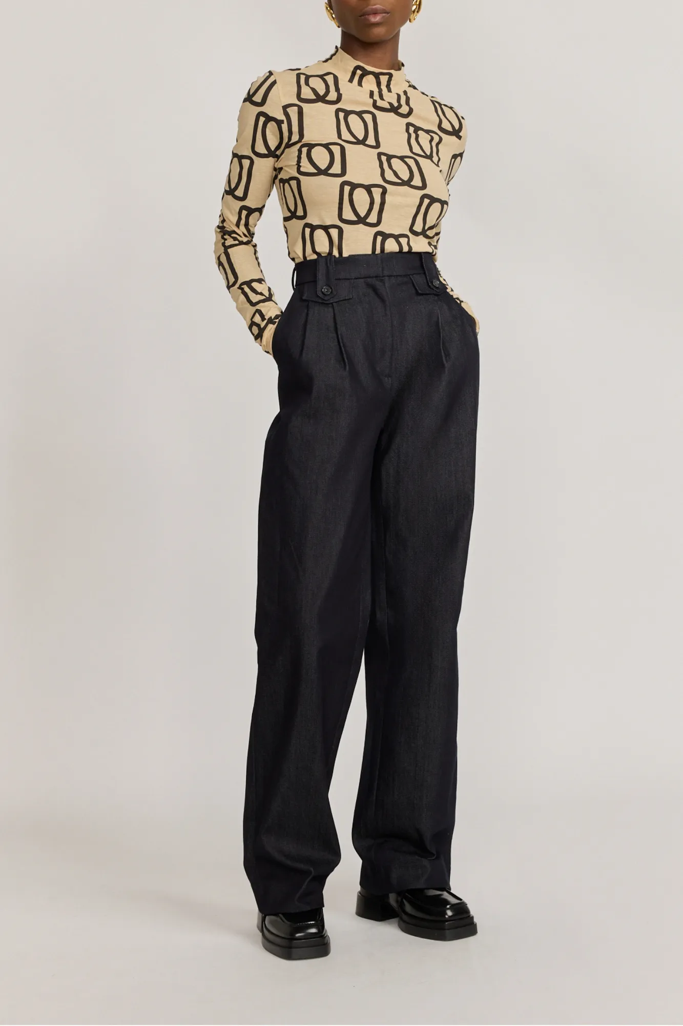 Monogram black & beige long sleeve shirt sold by DESTREE