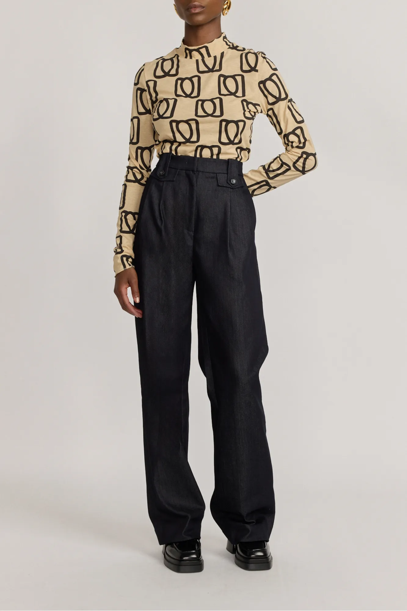 Monogram black & beige long sleeve shirt sold by DESTREE product image thumbnail 4