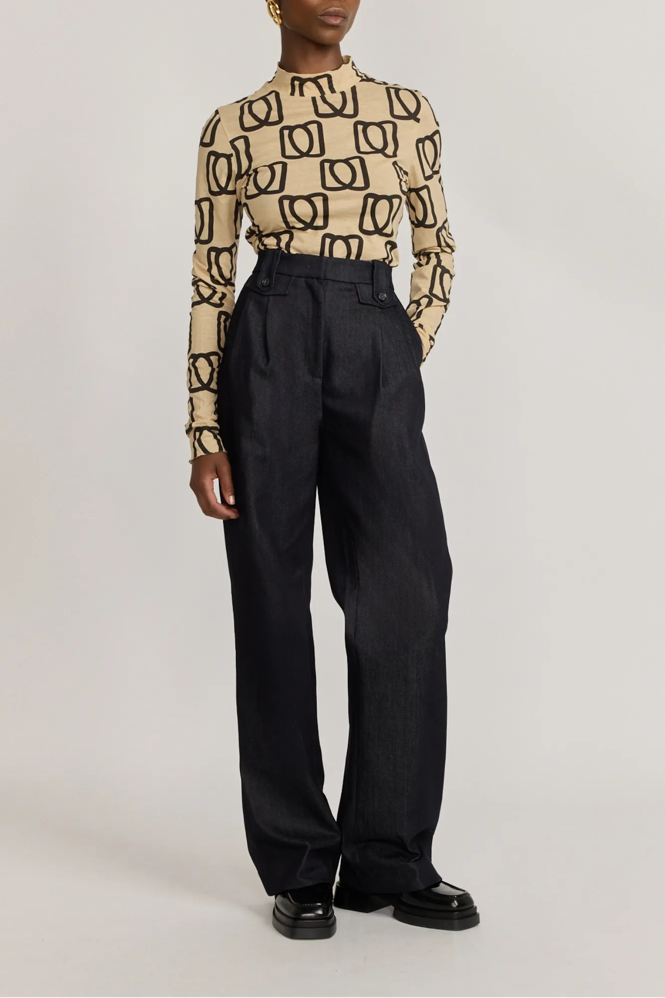 Monogram black & beige long sleeve shirt sold by DESTREE product image thumbnail 2
