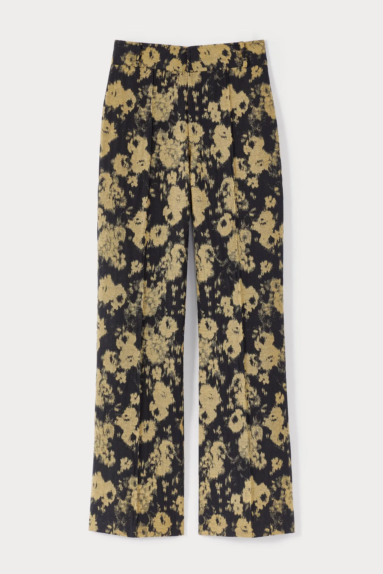 Blurry black & ochre straight pants sold by DESTREE