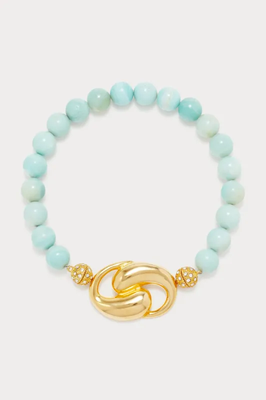 Light blue Beaded Necklace with Gold-Plated Clasp sold by DESTREE