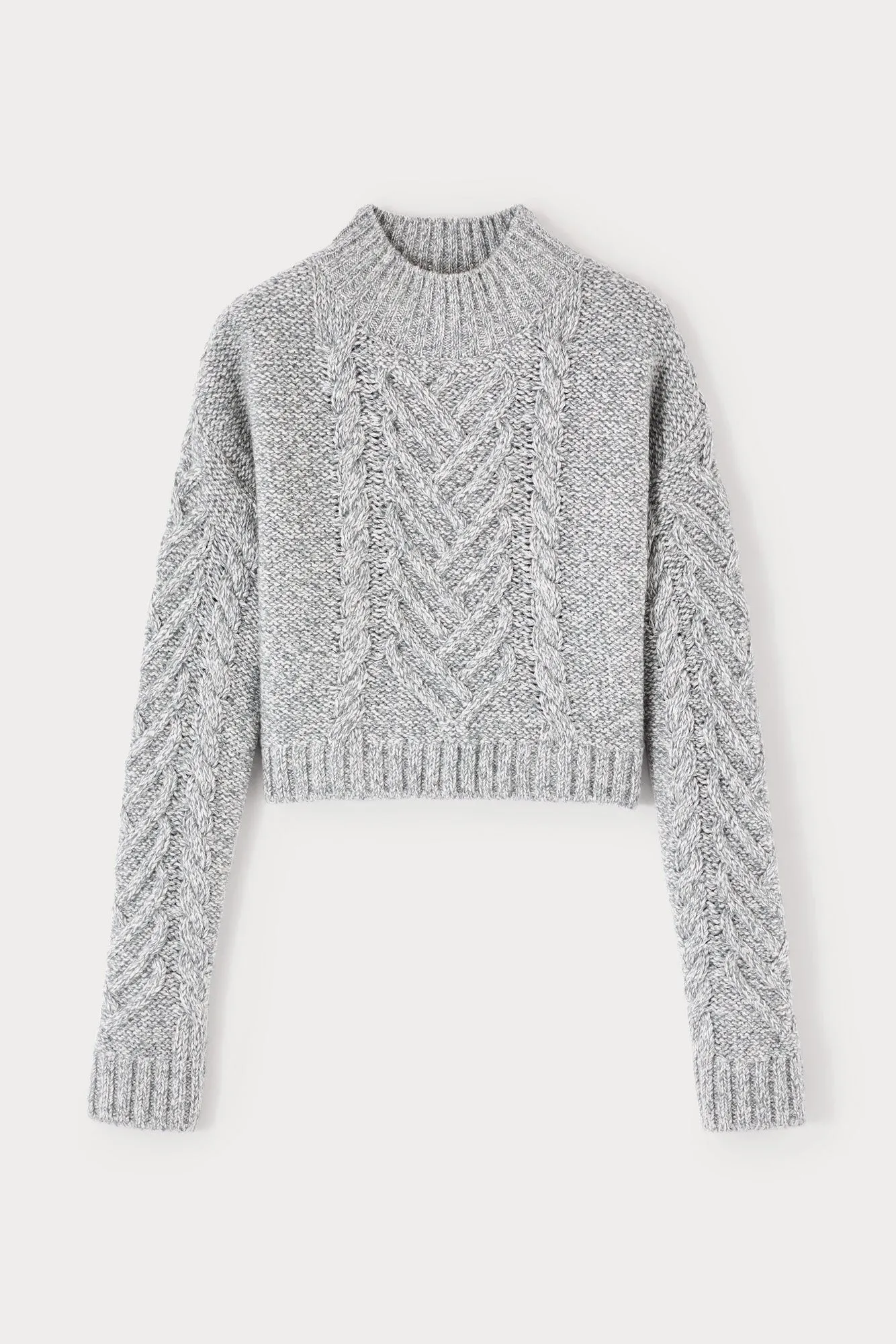 Wool cable grey cropped sweater sold by DESTREE