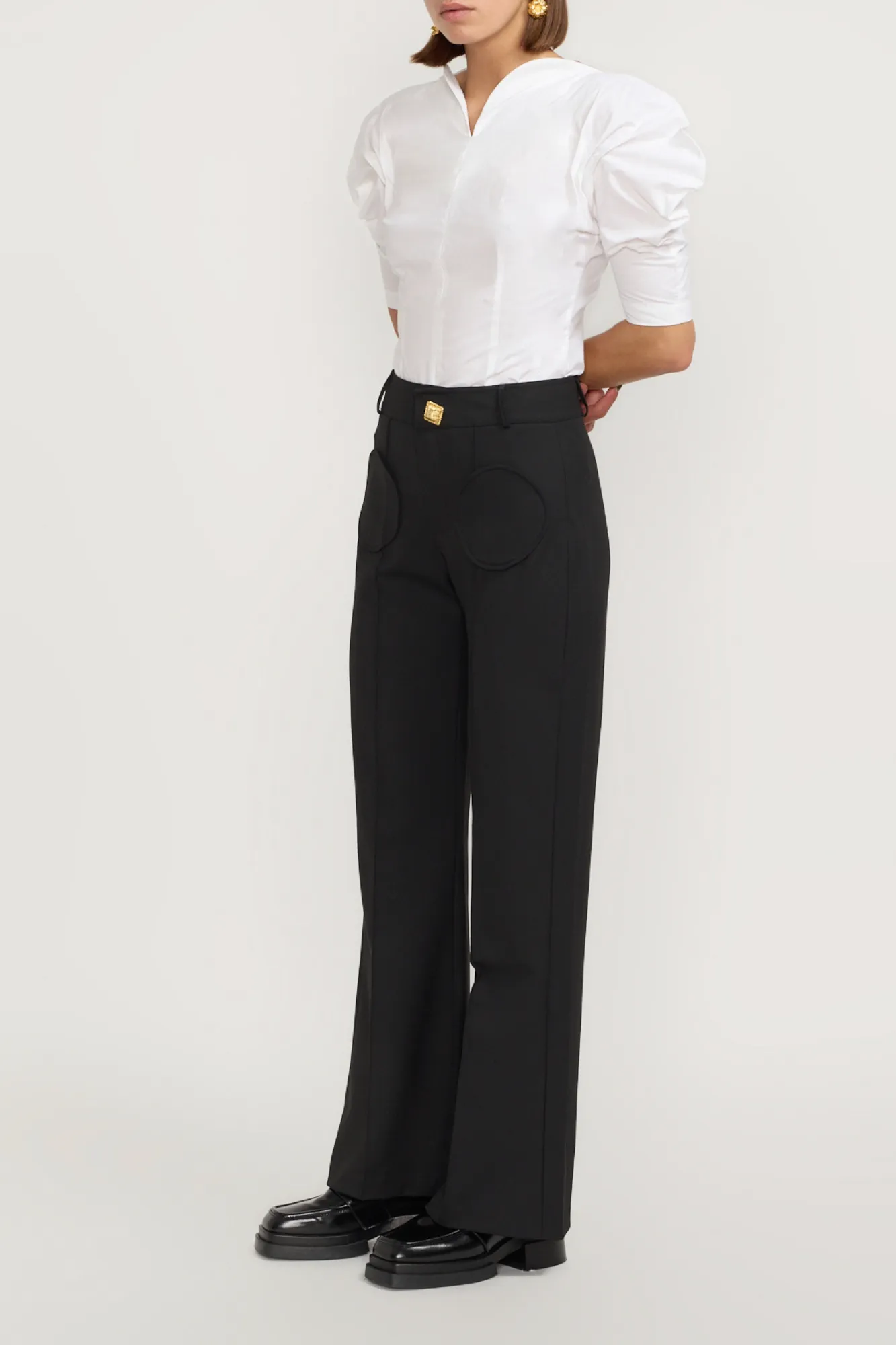 White popelin top with puff sleeves sold by DESTREE product image thumbnail 3