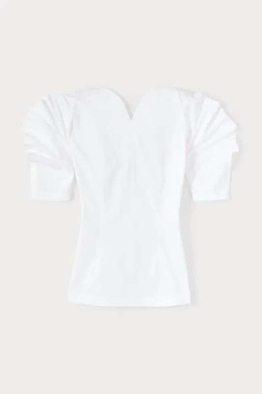 White popelin top with puff sleeves sold by DESTREE