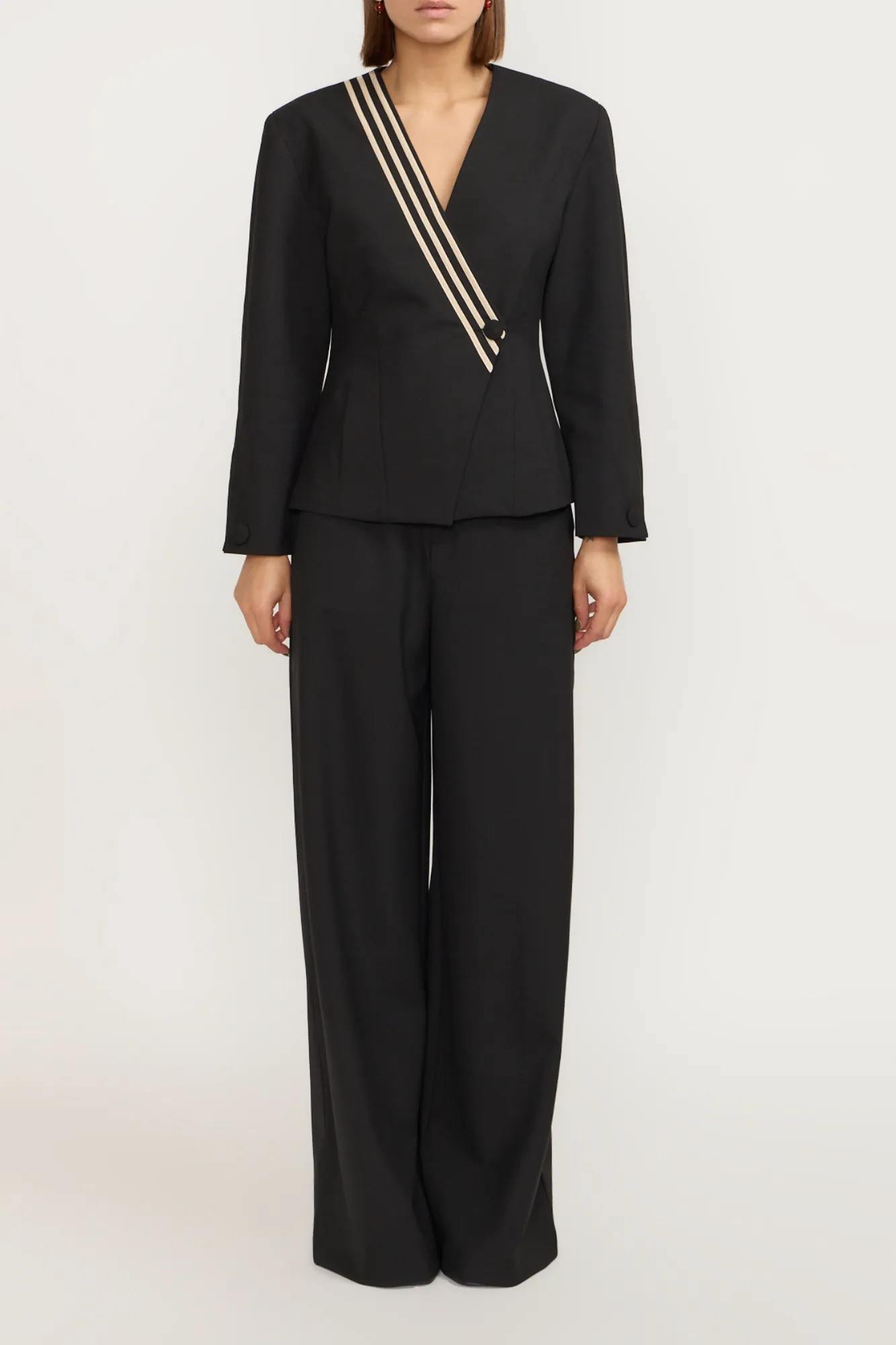 Tailor gold black flutter flared pants with circular pockets sold by DESTREE product image thumbnail 2