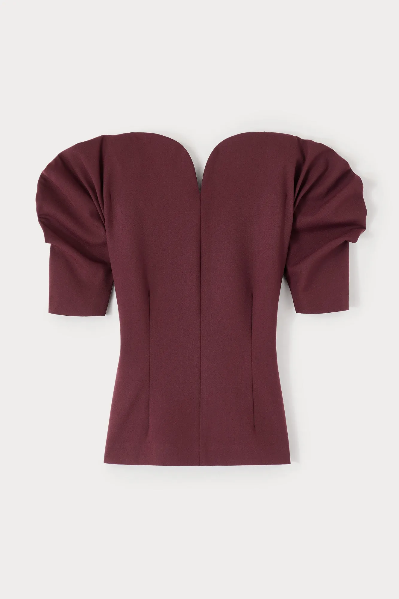 Tailor burgundy top with puff sleeves sold by DESTREE