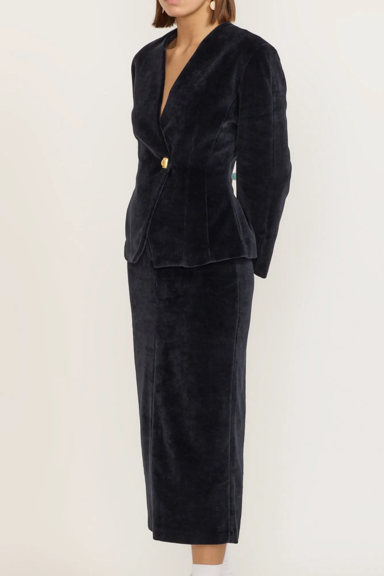 Black velvet midi skirt sold by DESTREE product image thumbnail 2