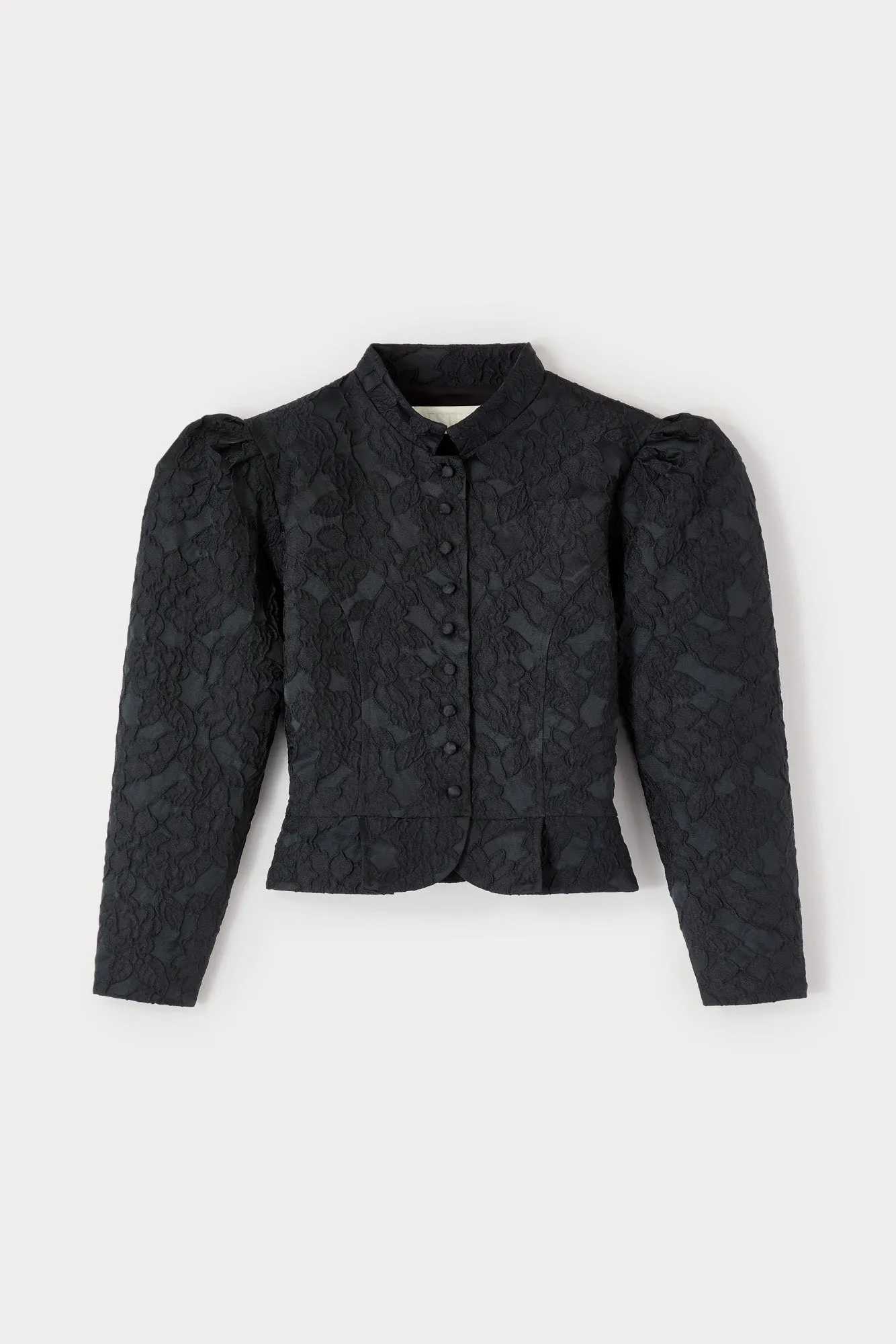 BLACK Embossed Puff Sleeve Jacket sold by DESTREE