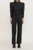 Black embossed flared pants sold by DESTREE