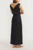 Black embossed button-front midi skirt sold by DESTREE