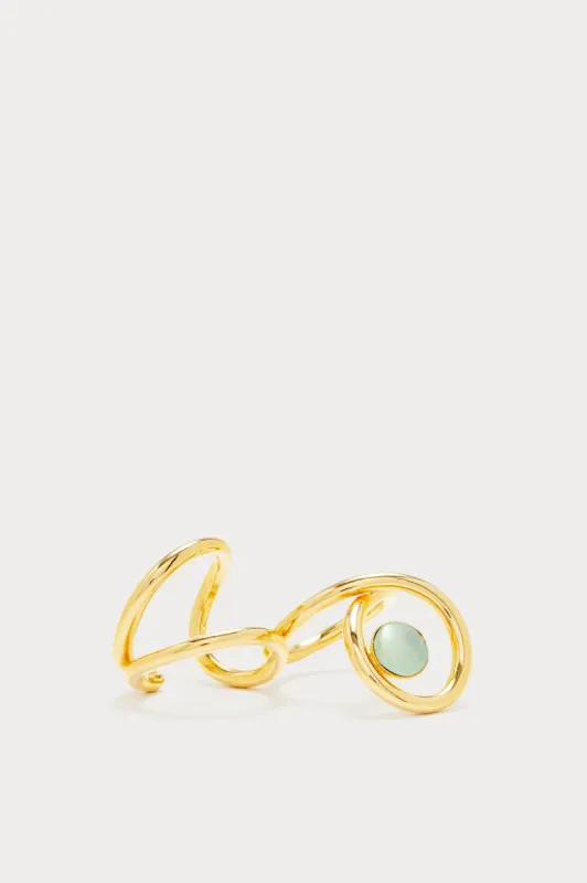 Gold double ring with light blue stone sold by DESTREE