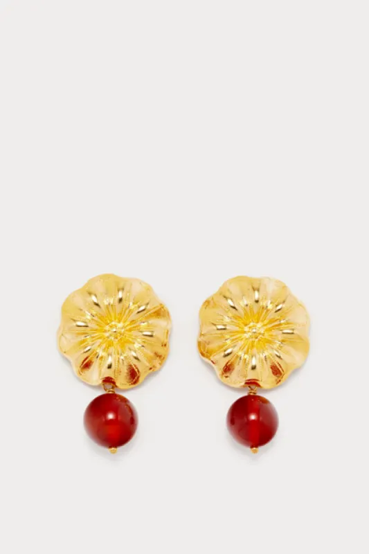 Red daisy pearl earrings sold by DESTREE