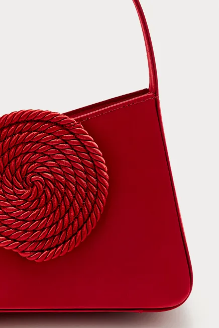 Red asymmetric satin passementerie mini bag sold by DESTREE product image thumbnail 3