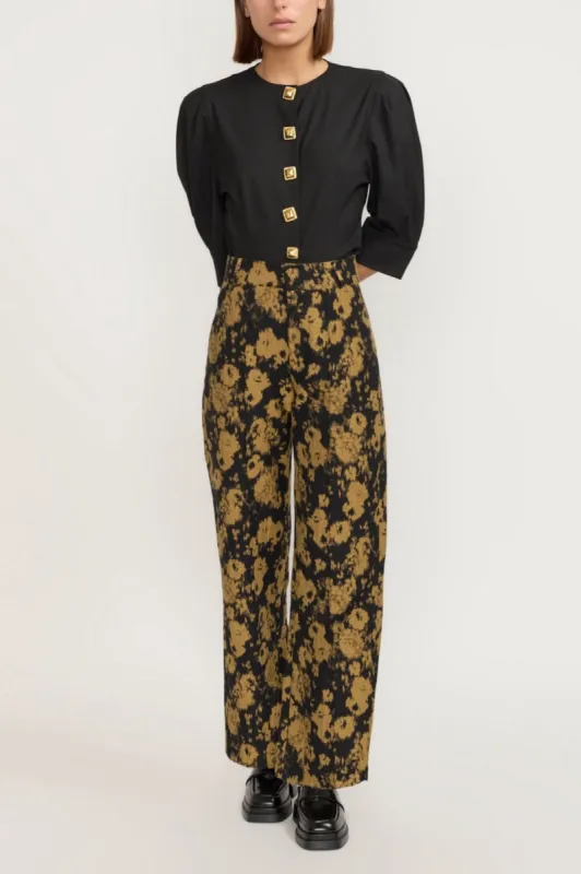 Black blouse with puff sleeves sold by DESTREE