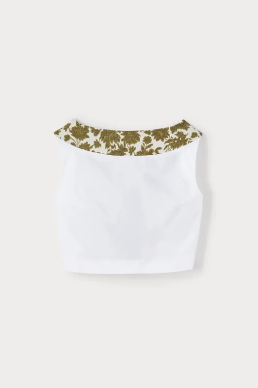 White poplin cropped top sold by DESTREE