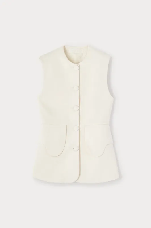 Denim ecru button-front vest made by DESTREE