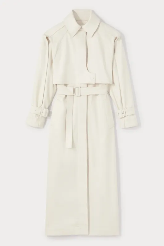 Denim ecru belted trench coat sold by DESTREE