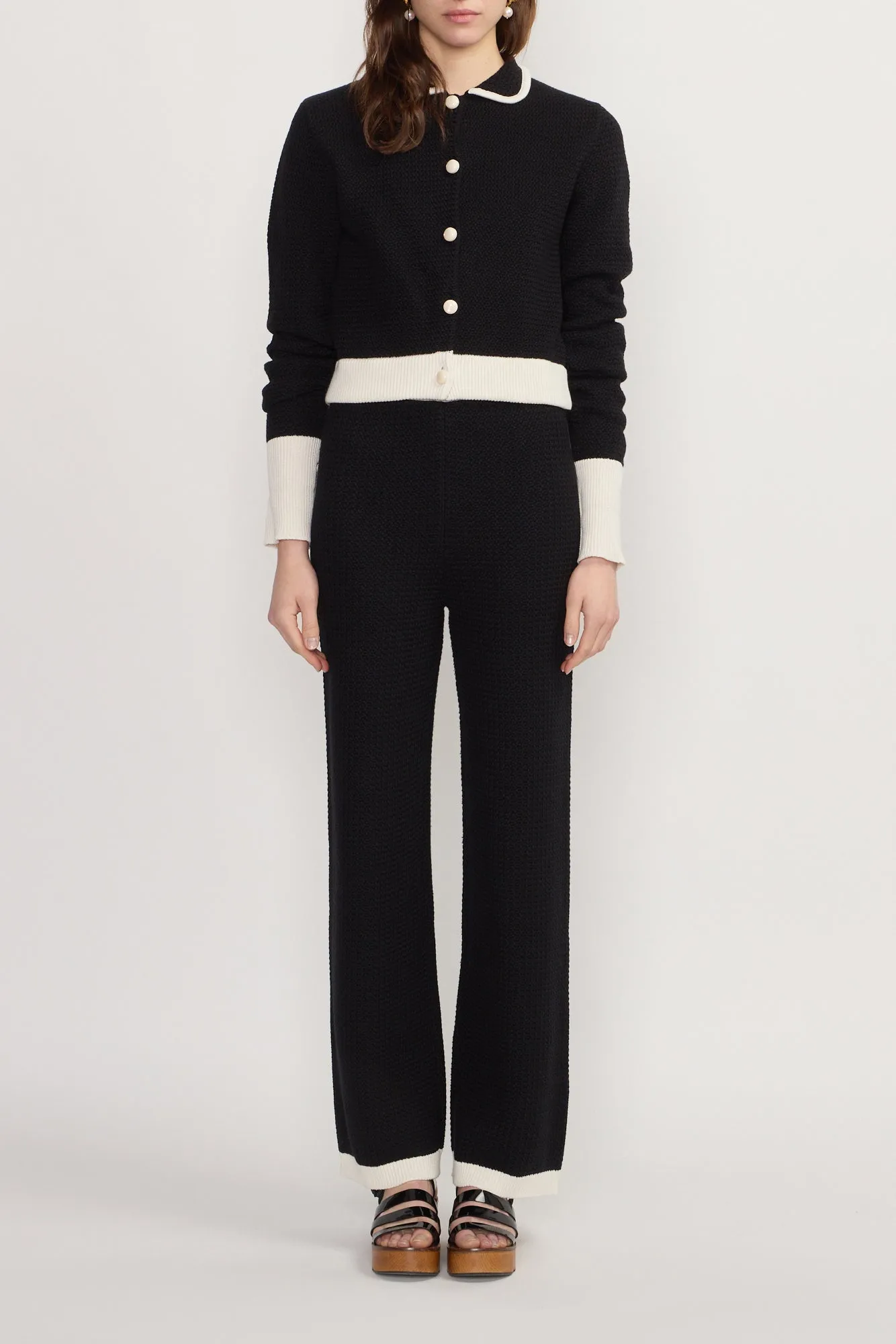 Tailored knit trousers sold by DESTREE