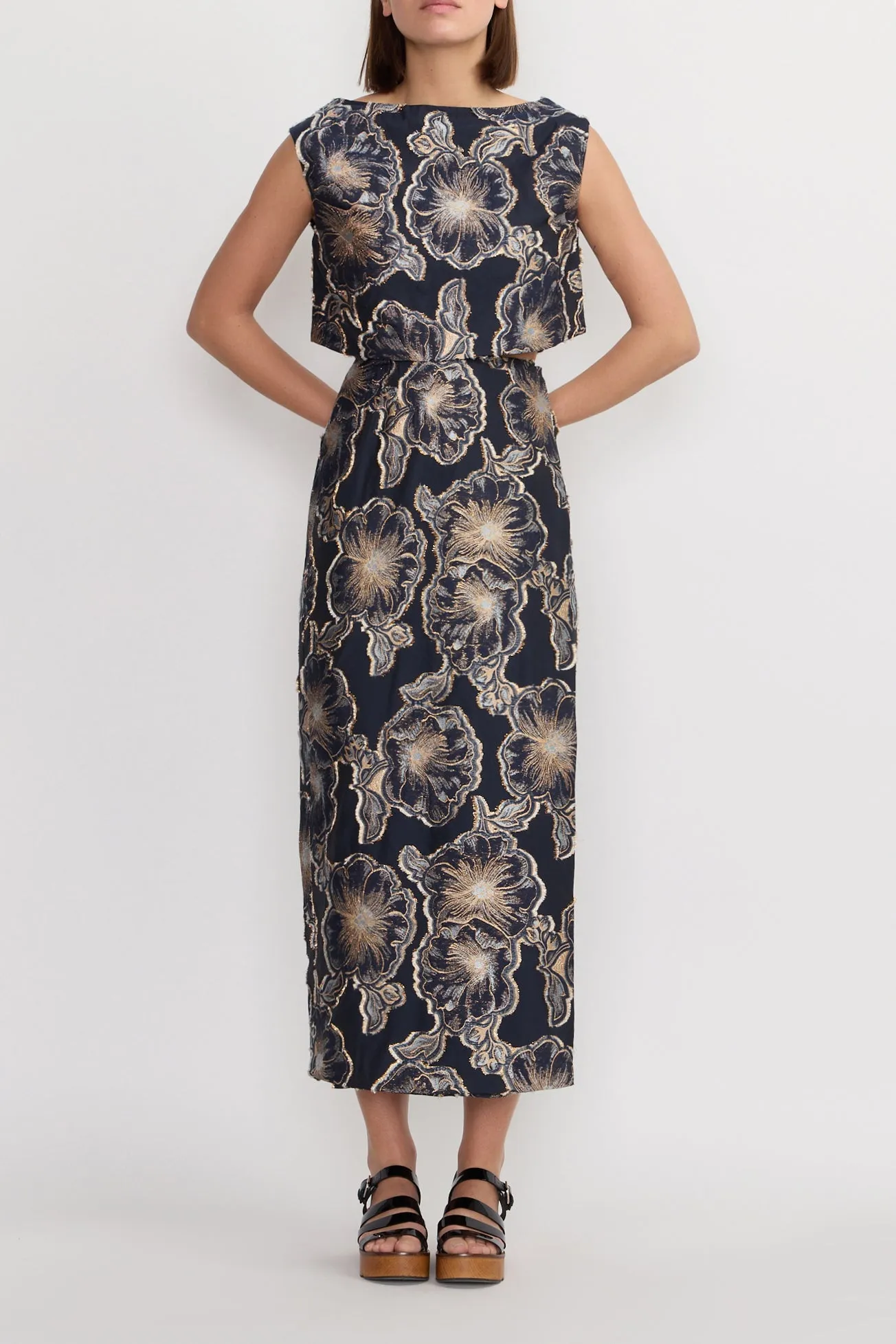 Midnight & gold high-waisted wrap skirt sold by DESTREE product image thumbnail 2