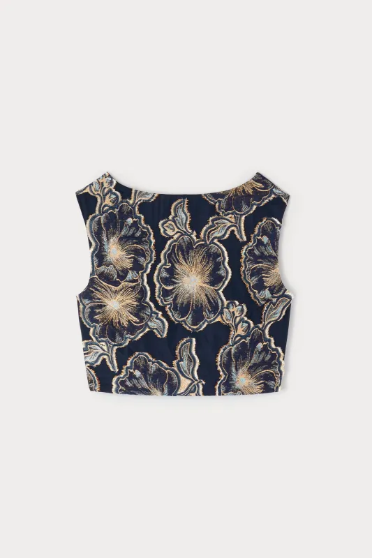 Midnight & gold cropped top made by DESTREE