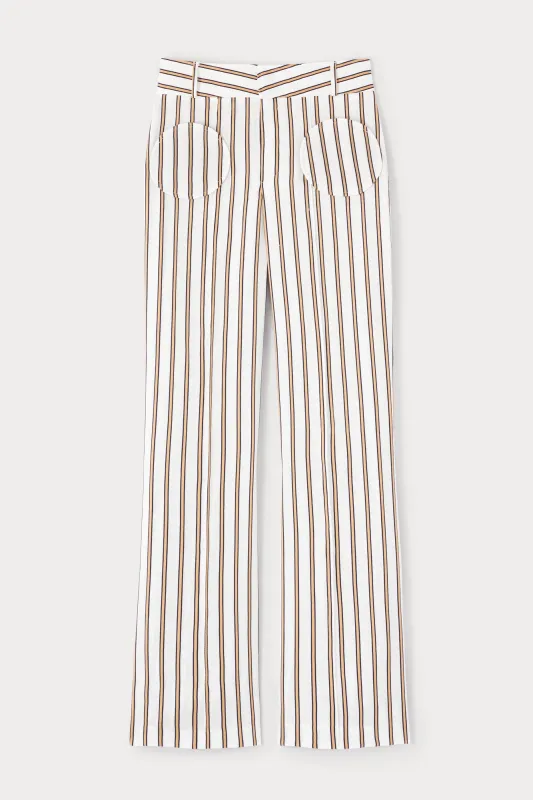 White and brown striped straight pants sold by DESTREE