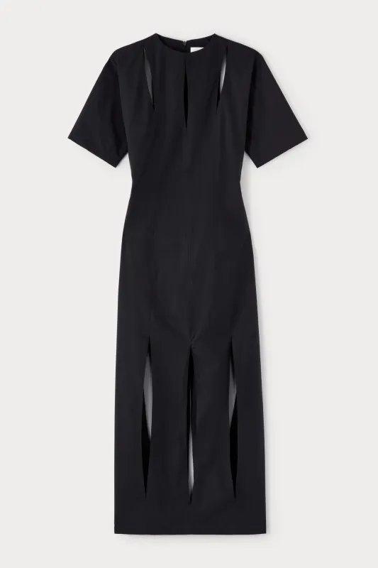 Black cut-out long dress made by DESTREE