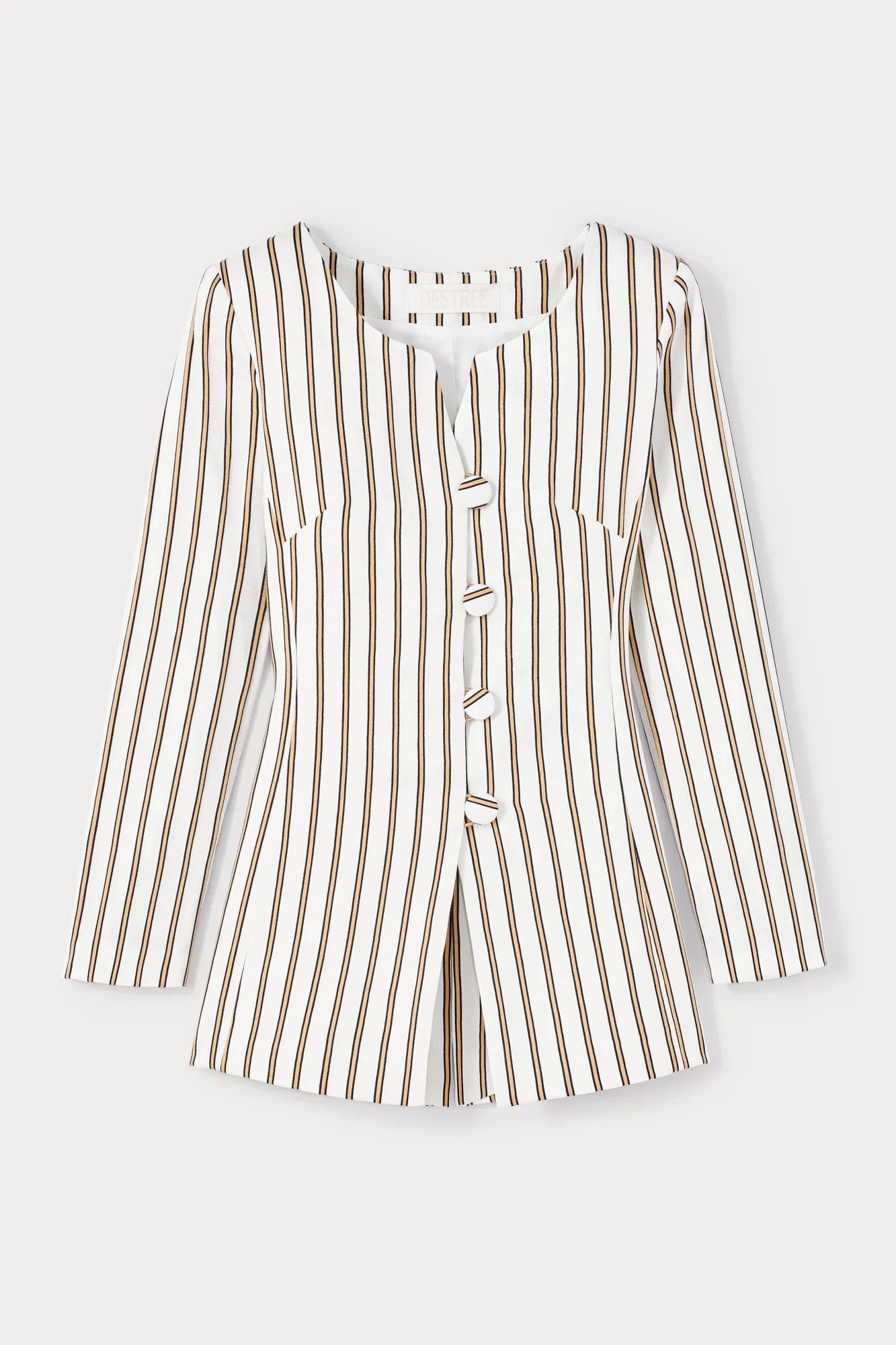 White and brown striped blouse sold by DESTREE