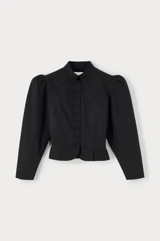 Black cotton short jacket sold by DESTREE