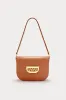 Camel leather crossbody bag with golden clasp sold by DESTREE
