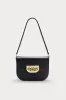 Black leather crossbody bag with golden clasp sold by DESTREE