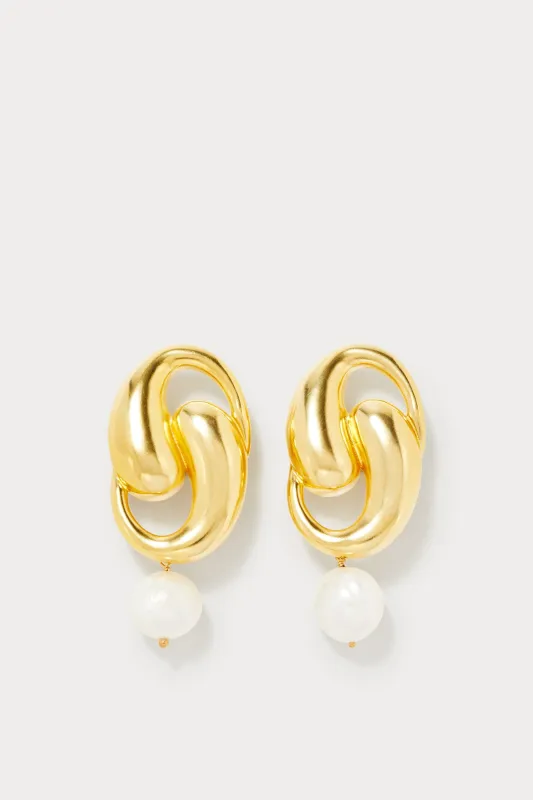 Twisted knot clip earrings with pearl drop sold by DESTREE