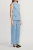 Blue embossed flared trousers sold by DESTREE