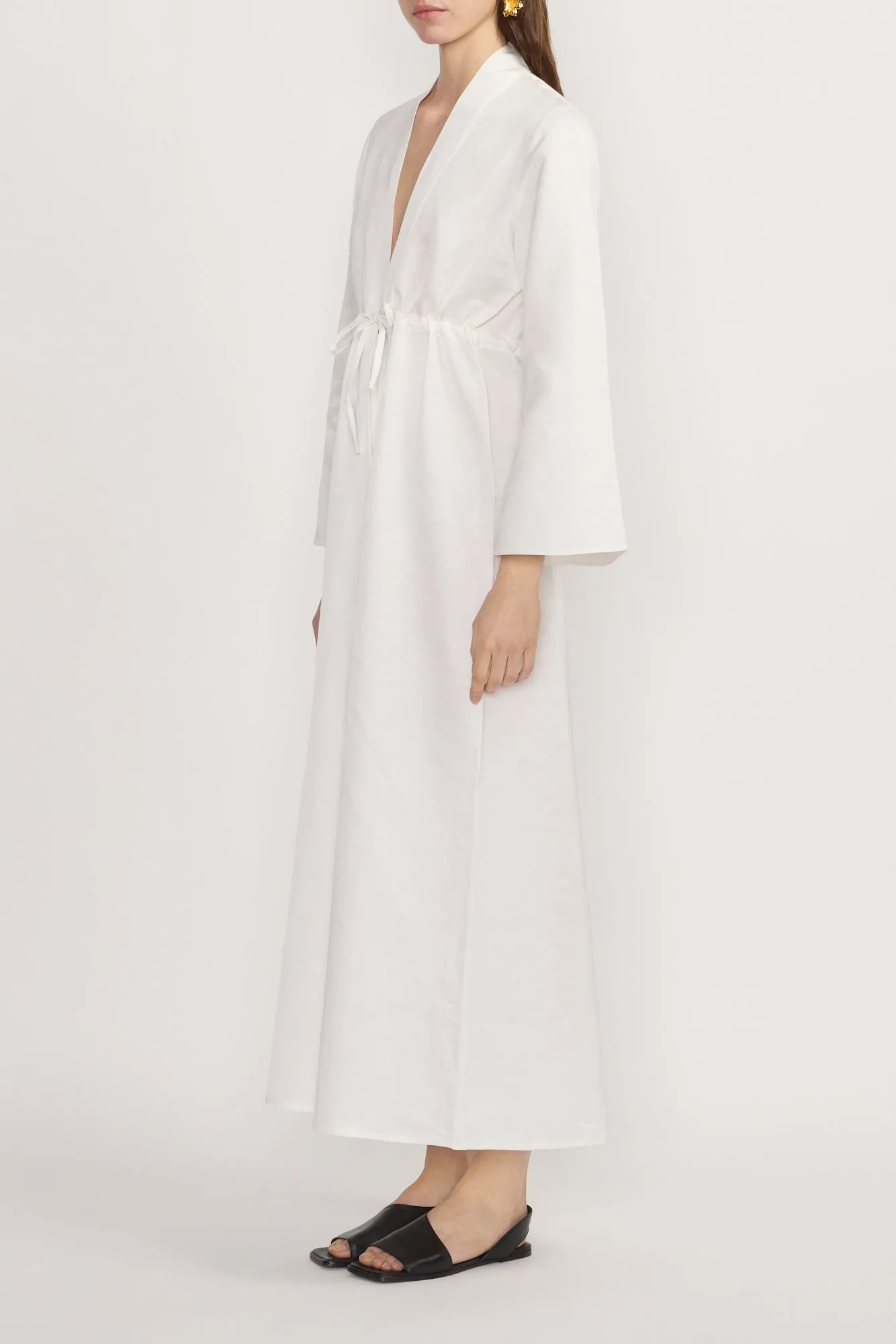 White belted long dress with bell sleeves sold by DESTREE product image thumbnail 2
