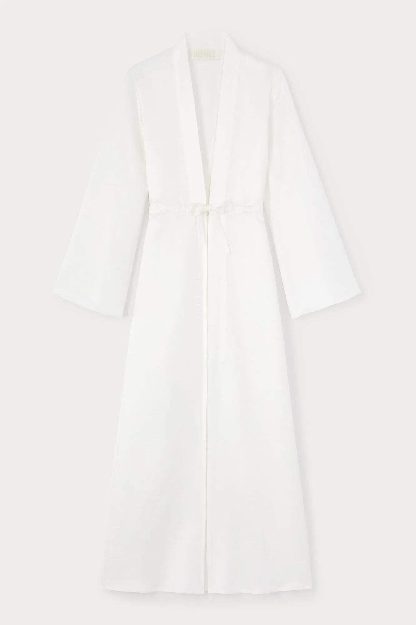 White belted long dress with bell sleeves sold by DESTREE