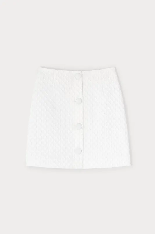 White geometric embossed skirt made by DESTREE