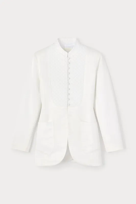 White geometric embossed jacket sold by DESTREE