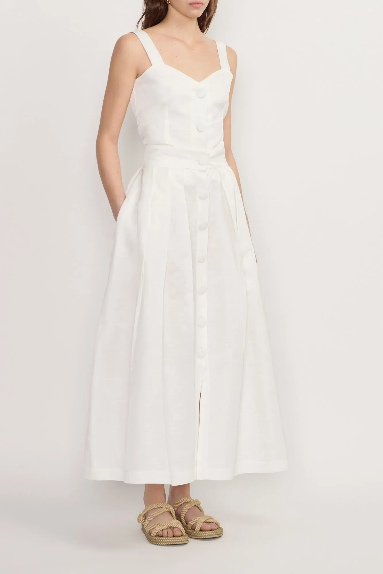 White button-front pleated maxi skirt sold by DESTREE product image thumbnail 2