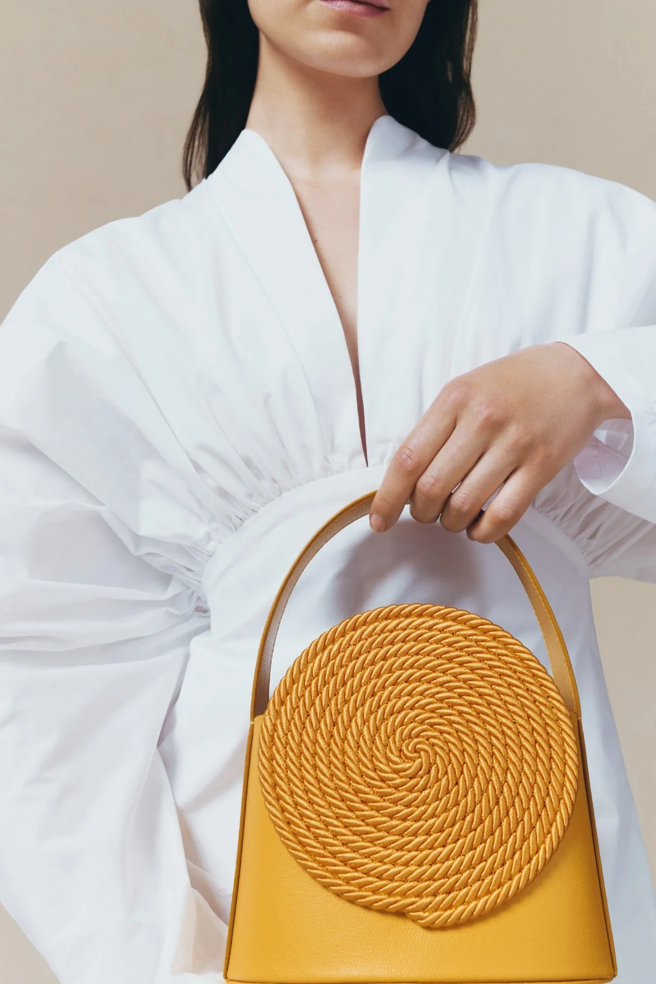 White popelin voluminous sleeved mini dress sold by DESTREE product image thumbnail 3