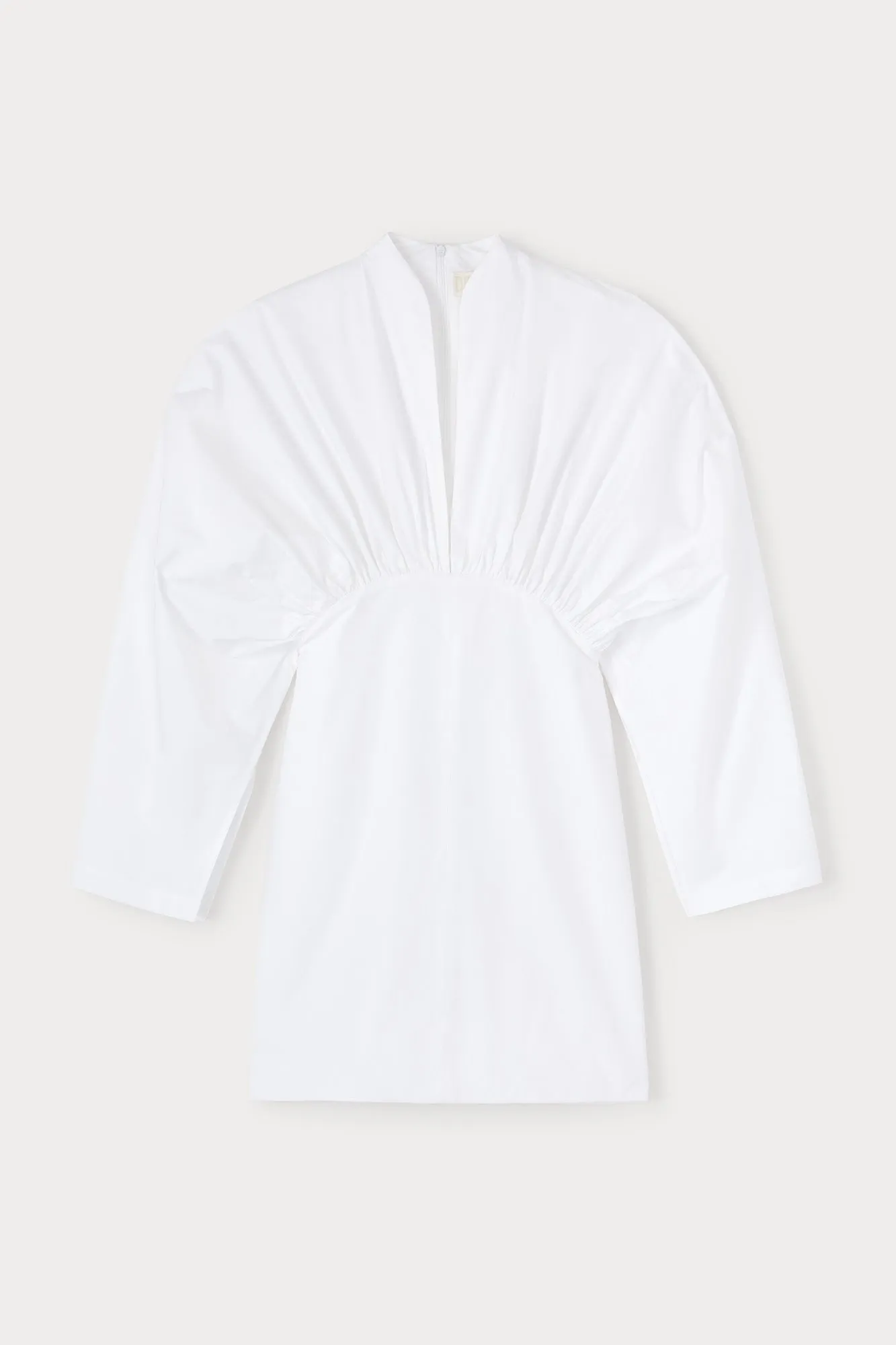 White popelin voluminous sleeved mini dress sold by DESTREE