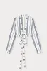 White and blue striped cropped shirt with tie detail sold by DESTREE