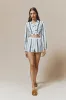 White and blue striped cropped shirt with tie detail sold by DESTREE