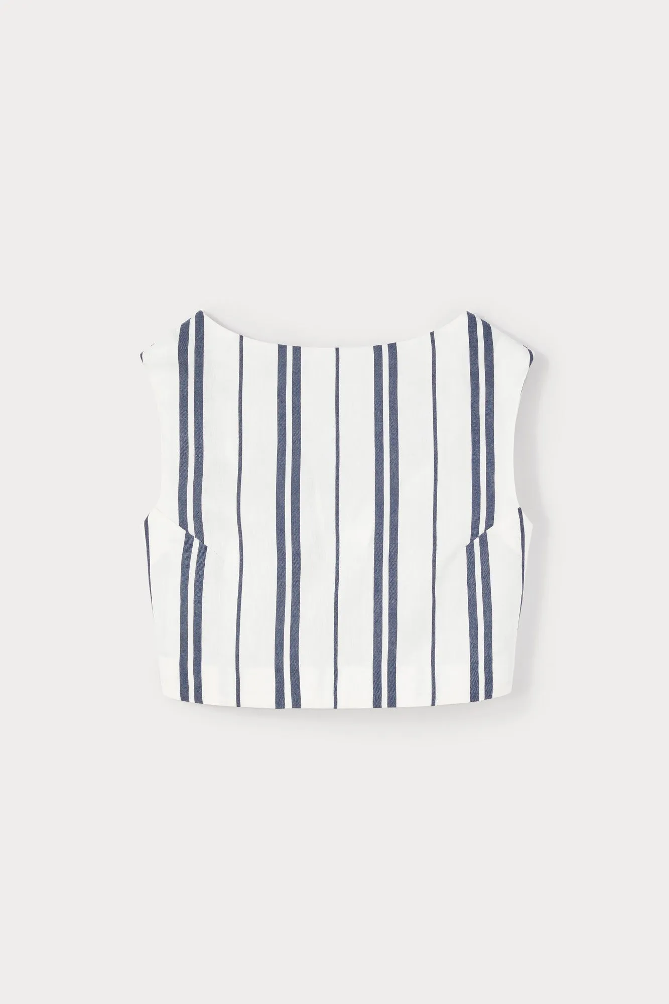 White and blue striped sleeveless top sold by DESTREE