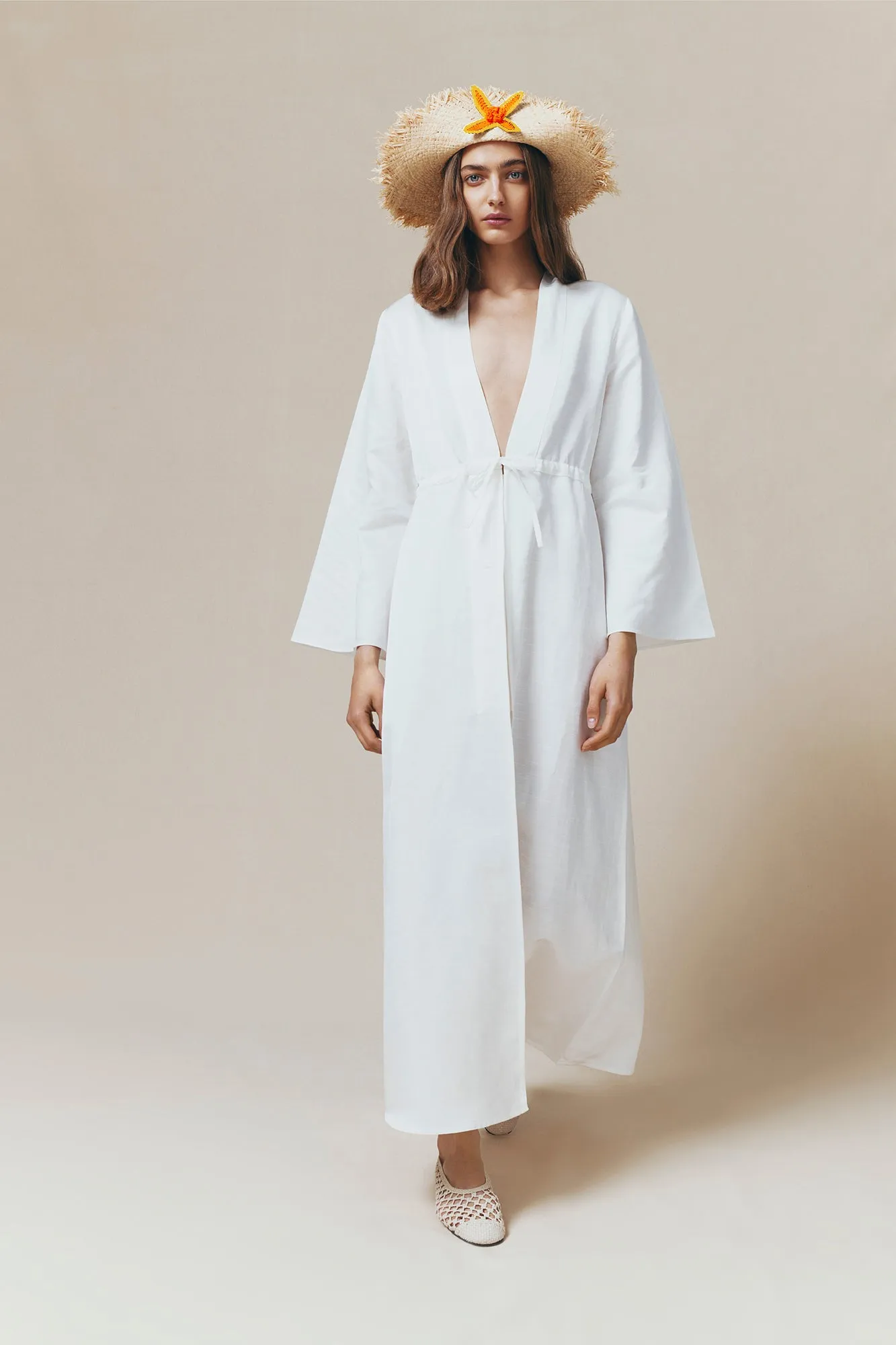 Woven Straw Hat with Crochet Flower Accent sold by DESTREE product image thumbnail 2