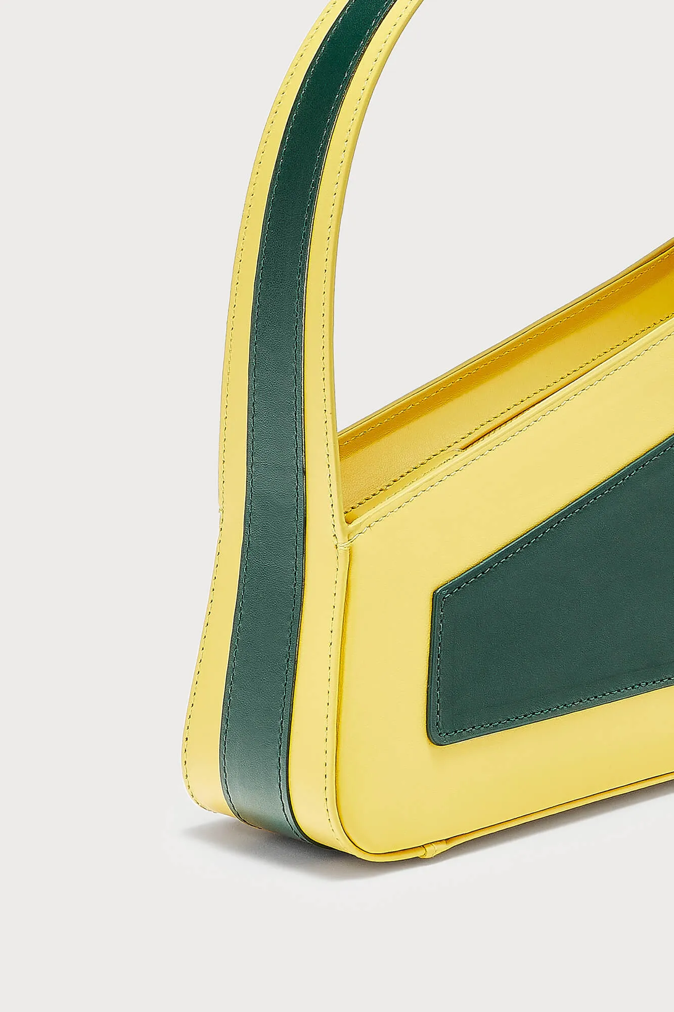 Forest yellow asymmetric leather quilted mini bag sold by DESTREE product image thumbnail 3