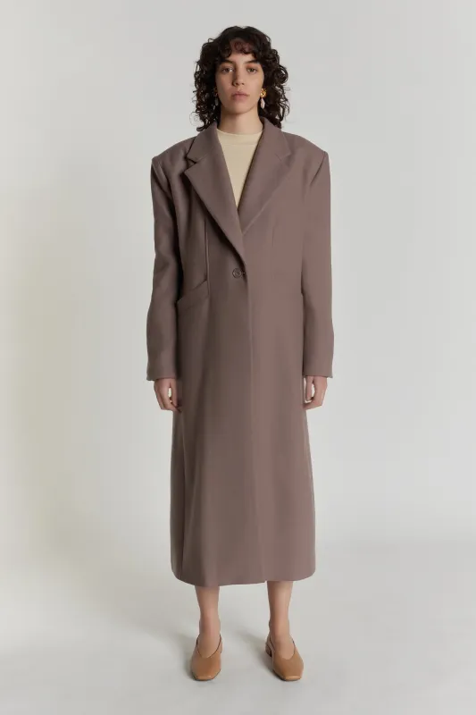 Barbara coat taupe sold by DESTREE