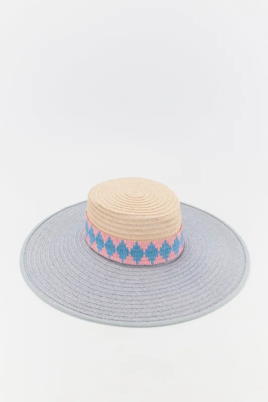 Annie bicolor straw natural light blue made by DESTREE