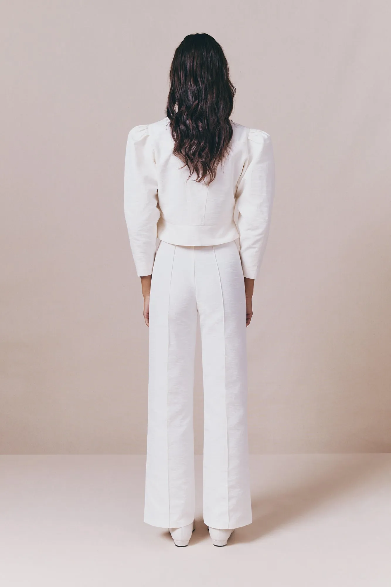 Ecru textured straight pants sold by DESTREE product image thumbnail 3