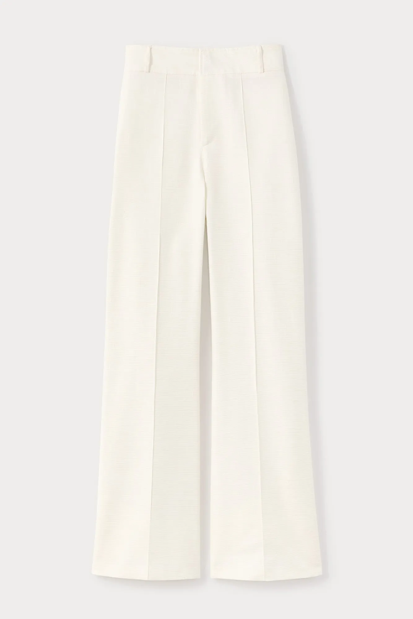 Ecru textured straight pants sold by DESTREE
