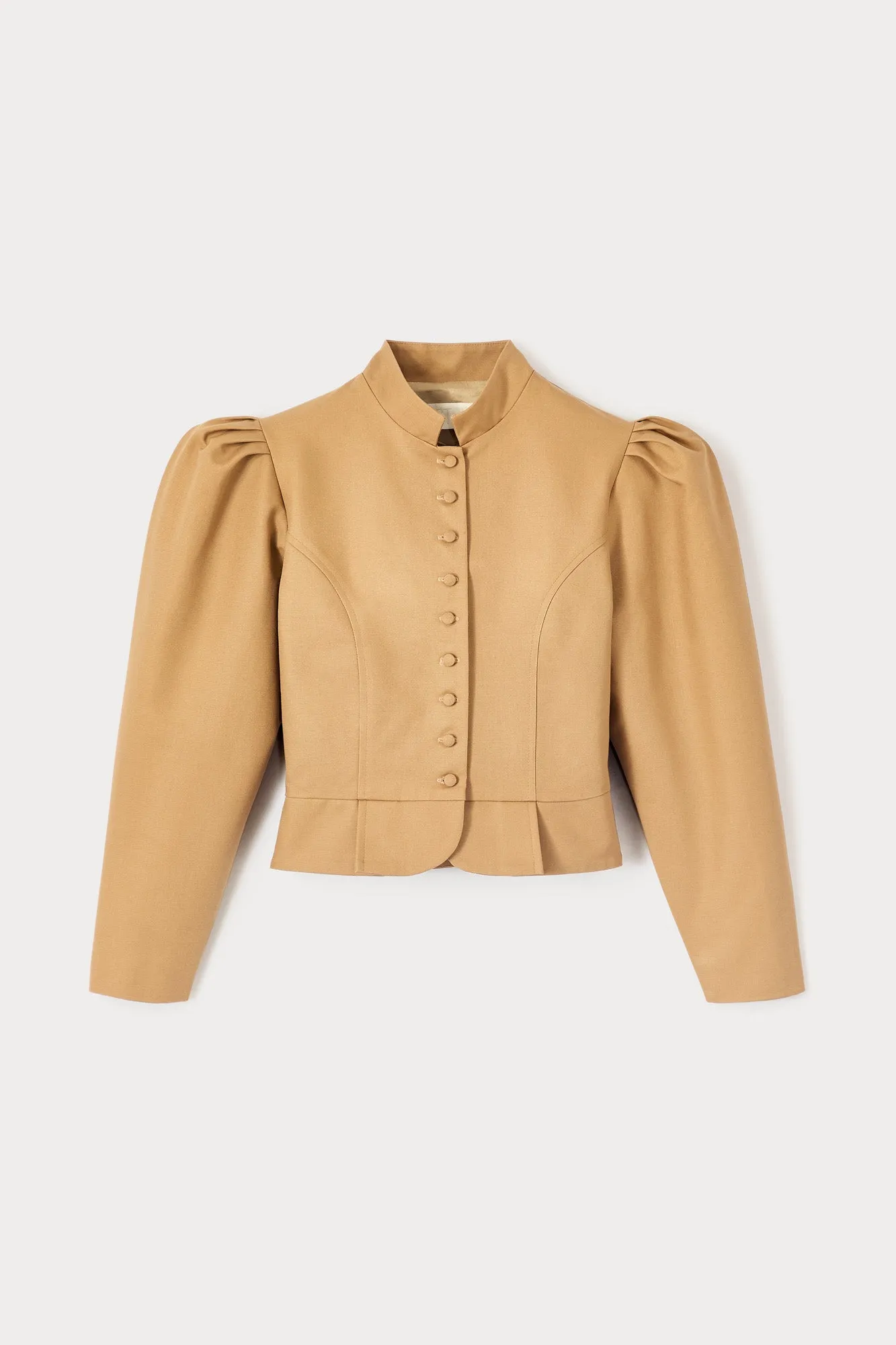 Camel cotton puff sleeve jacket sold by DESTREE